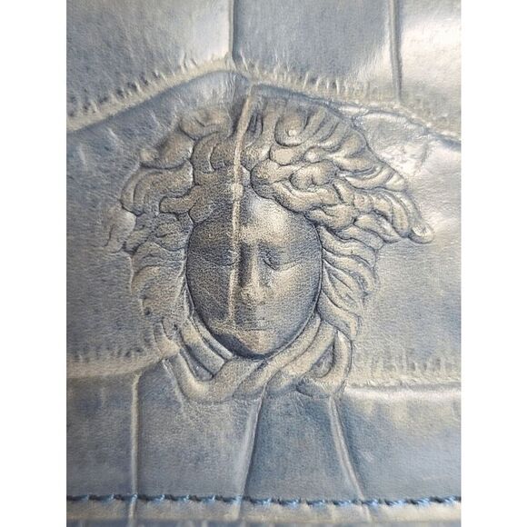 Versace Blue Croc-Embossed Crossbody Bag - Picture 9 of 16